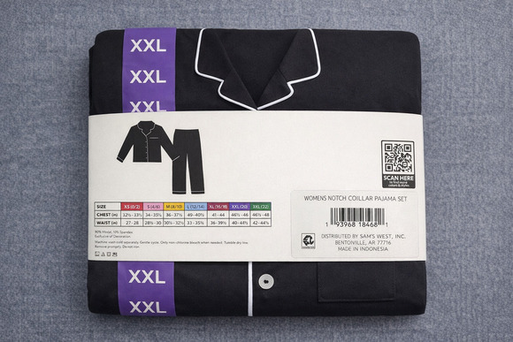 Member's Mark Other - NEW Members Mark Notch Collar Pajama Set 2-Piece Women's 2XL Black Long-Sleeve